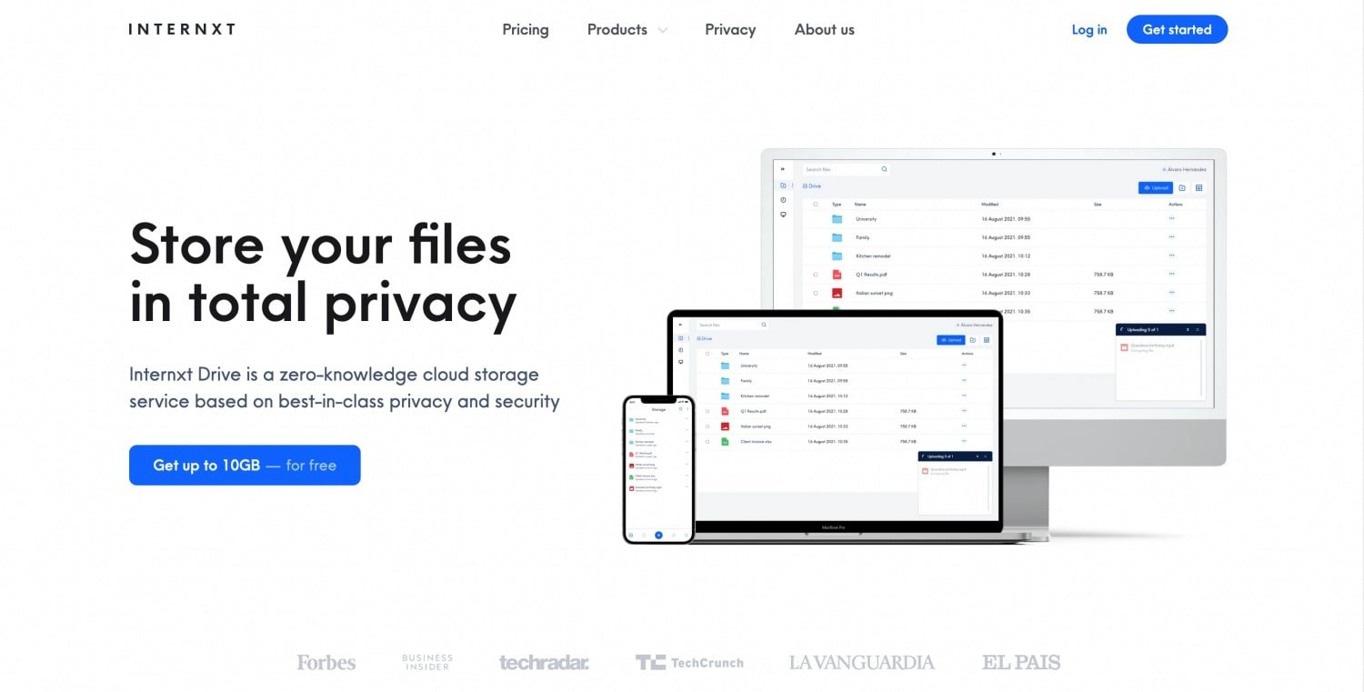 Internxt e2ee Cloud Based in Europe