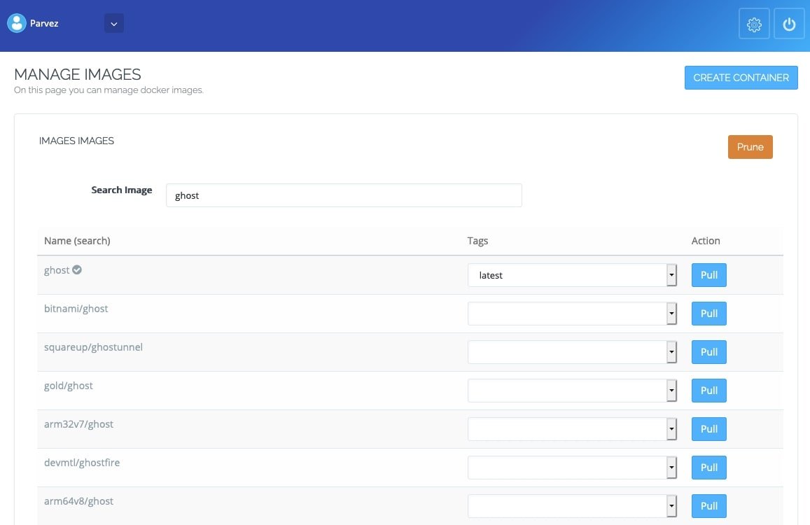 Pulling Ghost Docker Image in CyberPanel