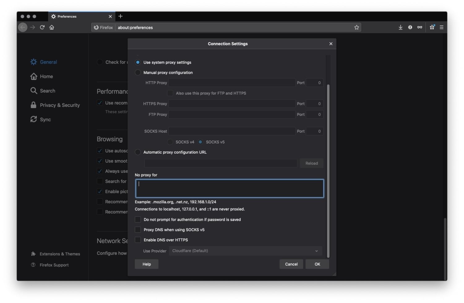 Disable DNS over HTTPS Firefox