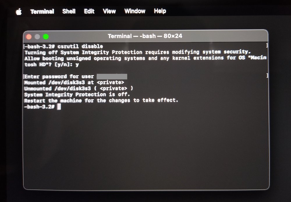 Disabling SIP on MacBook Pro with M1 Chip