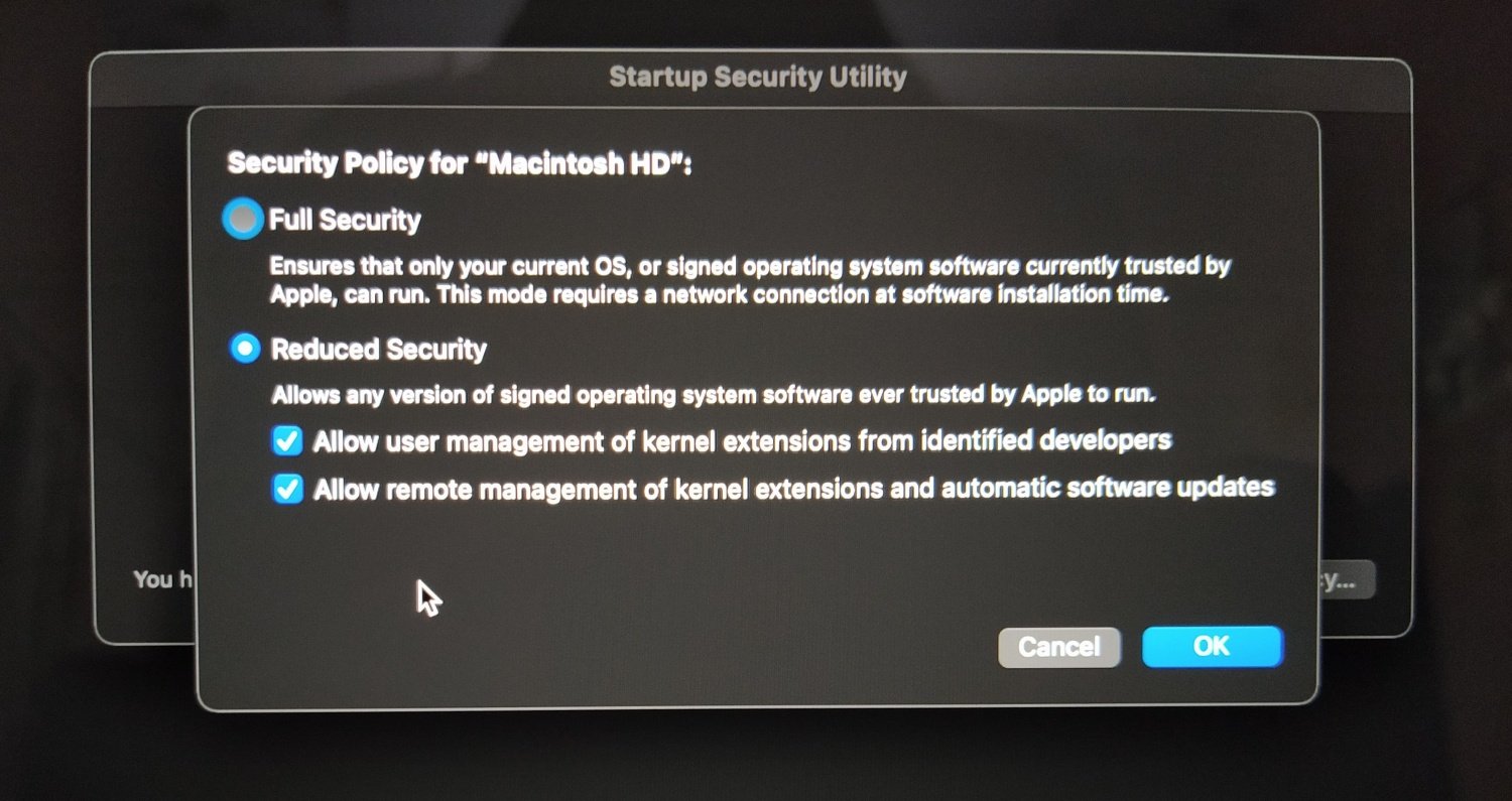 Running Apple Silicon Macs with Reduced Security