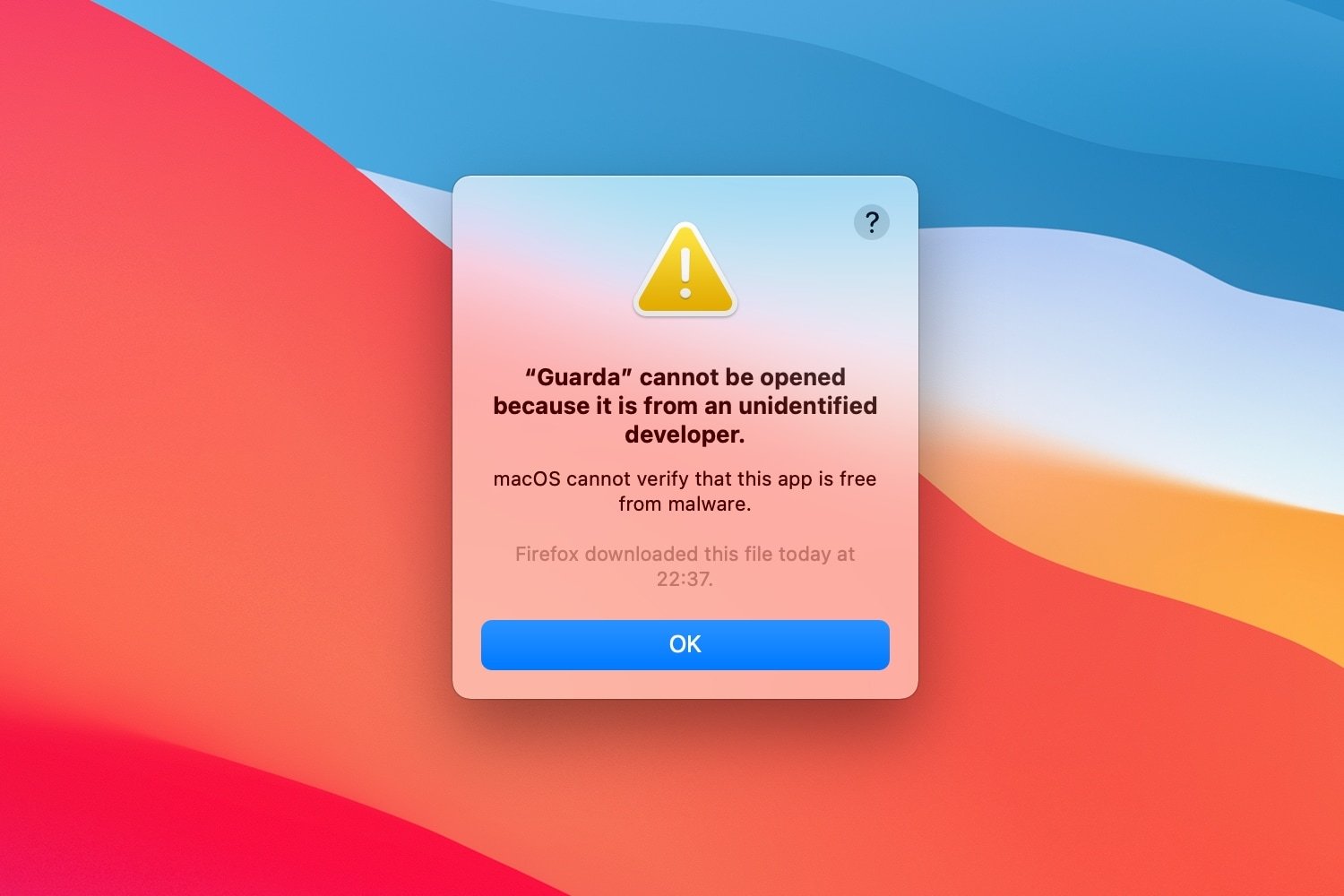 macOS This App Is from an Unidentified Developer Error