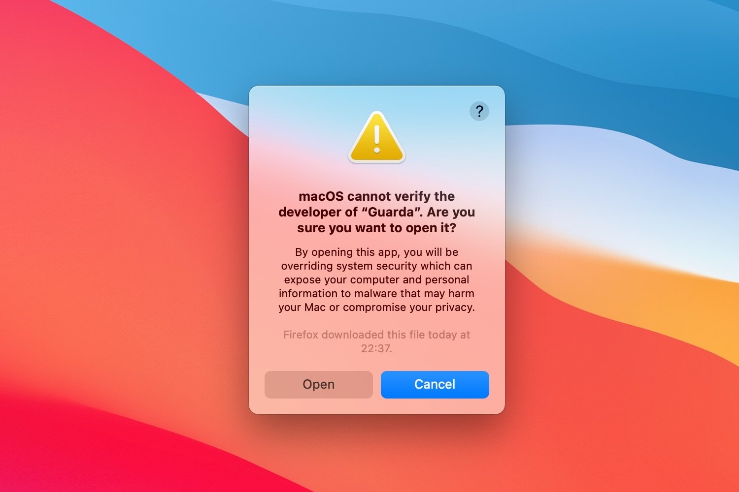 macOS Big Sur This App Can't Be Opened