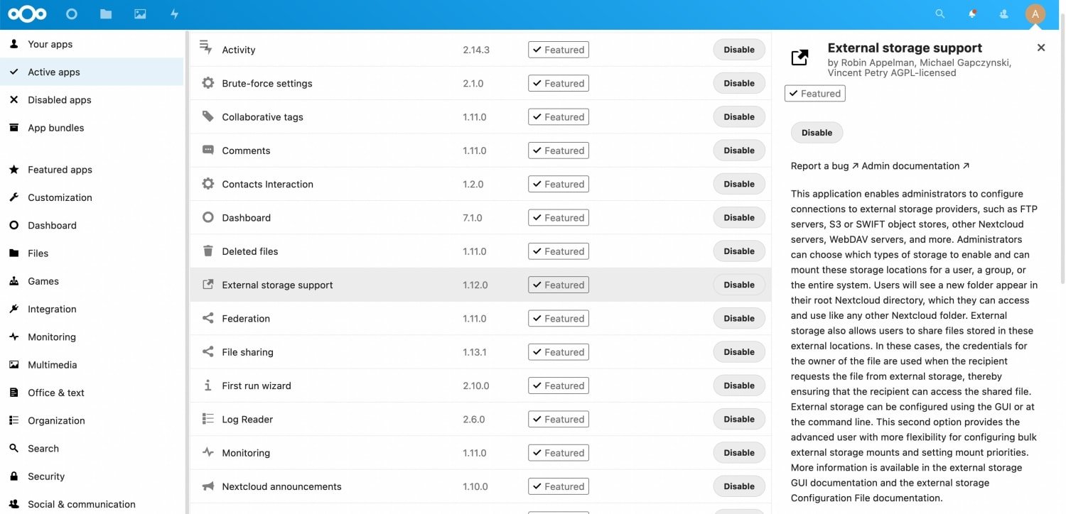Installing External Storage Support