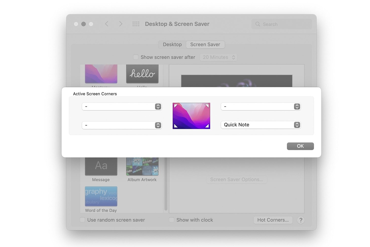 Turn off Quick Note feature macOS