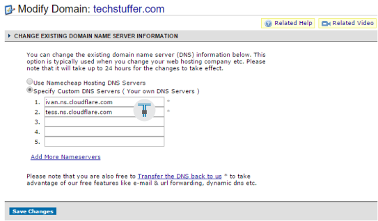 Changing Namservers Namecheap