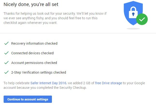 Google Account Security Review Completion