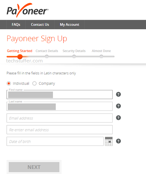 Create a New Payoneer Account