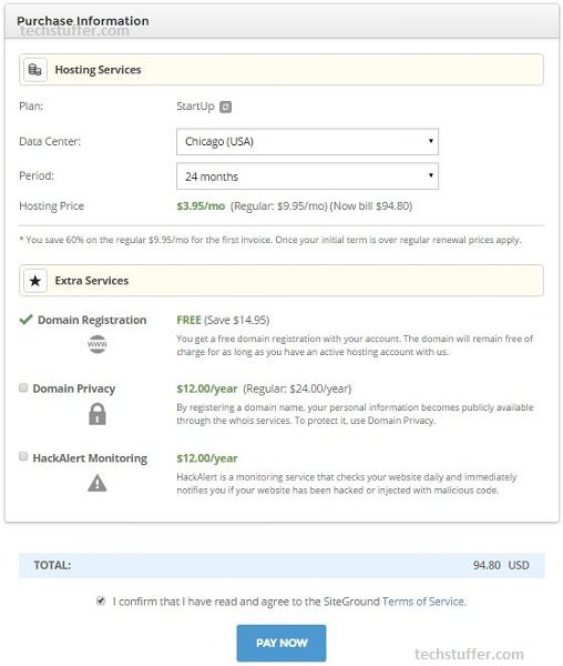 Buying a new SiteGround hosting account