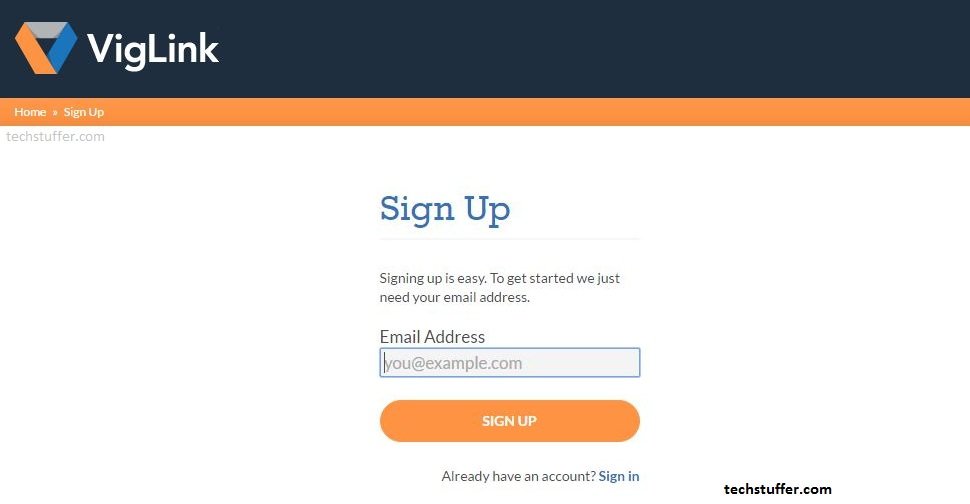 VigLink Signup Process