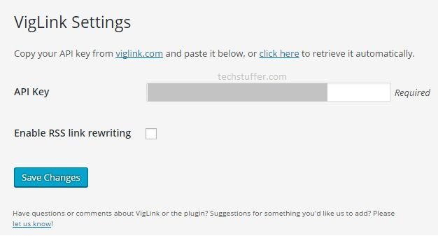 VigLink WordPress Plugin Settings
