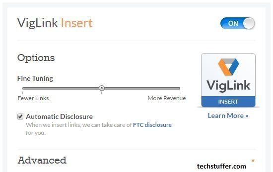Viglink Insert Settings