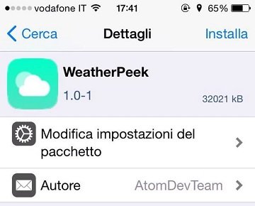 WeatherPeek on Cydia