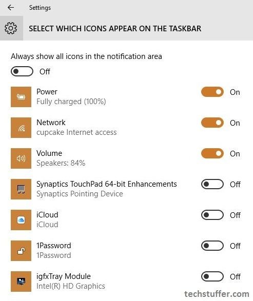 Show all icons in notification area