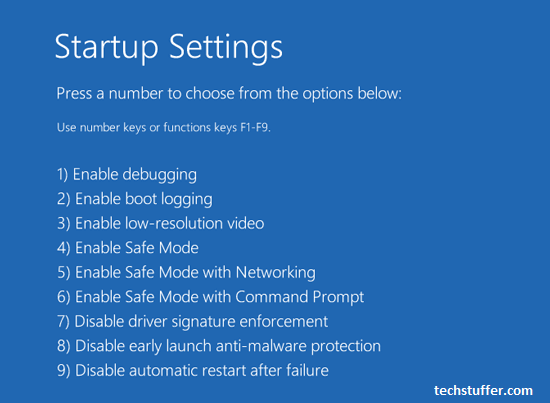 Windows 10 startup options