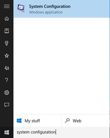 Windows 10 System Configuration Utility