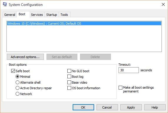 Windows 10 msconfig