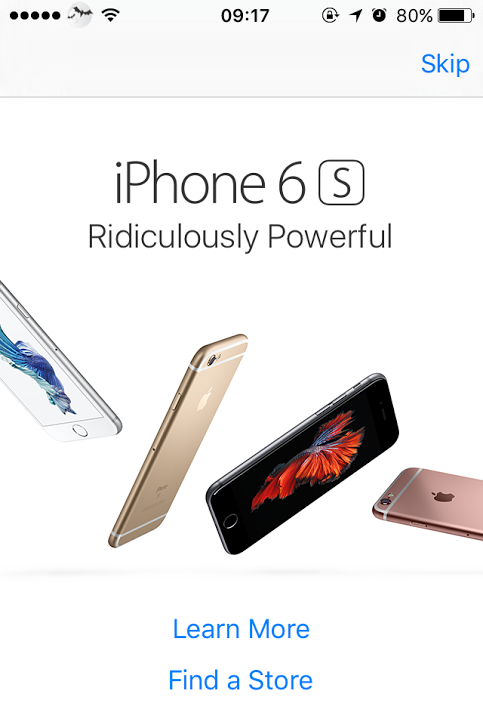 iPhone 6s Pop Up Ad in App Store