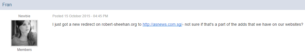 AdSense redirection to asnews.com.sg