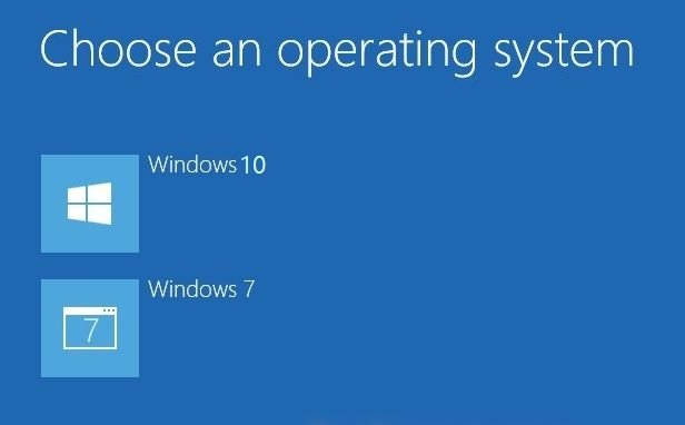 Choose and operating system screen in Windows 10