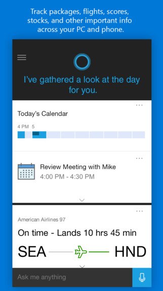 Cortana for iOS Screenshot