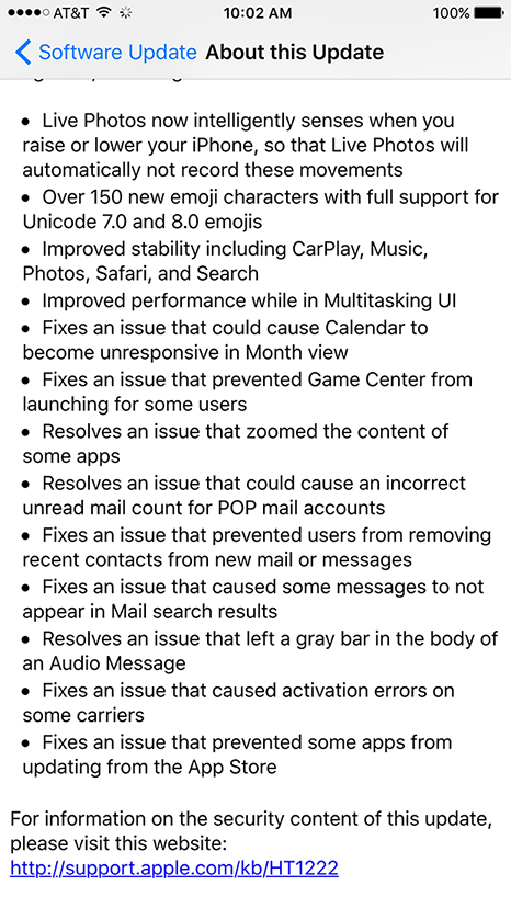 iOS 9.1 changelog