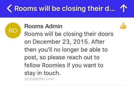 Facebook rooms shutting down message