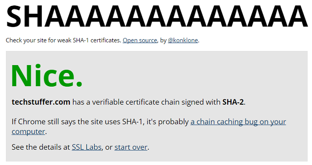 SHA-1 report of techstuffer.com